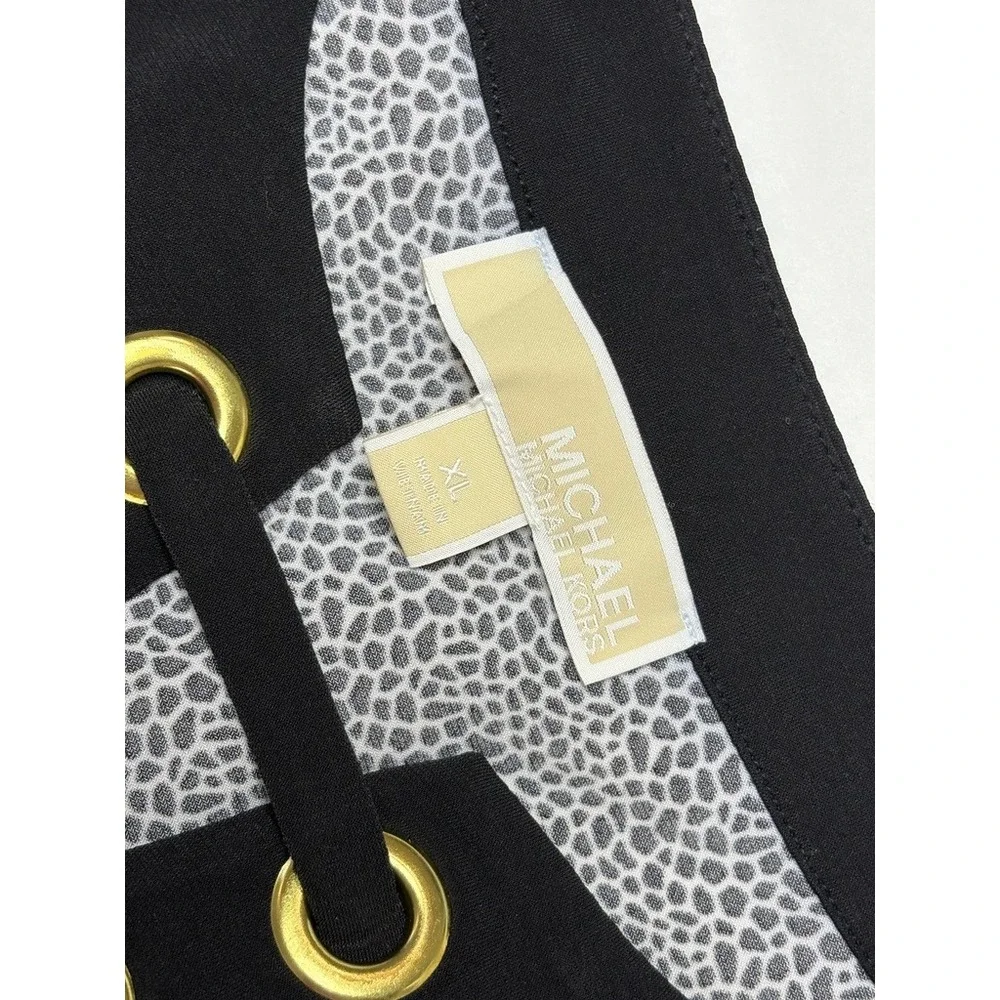 Michael Kors Black White Shift Dress XL Criss Cross Designer Edgy Elegance